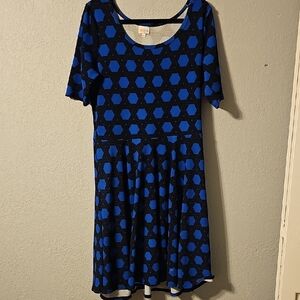 LuLaRoe Vibrant Blue and Black Nicole Dress